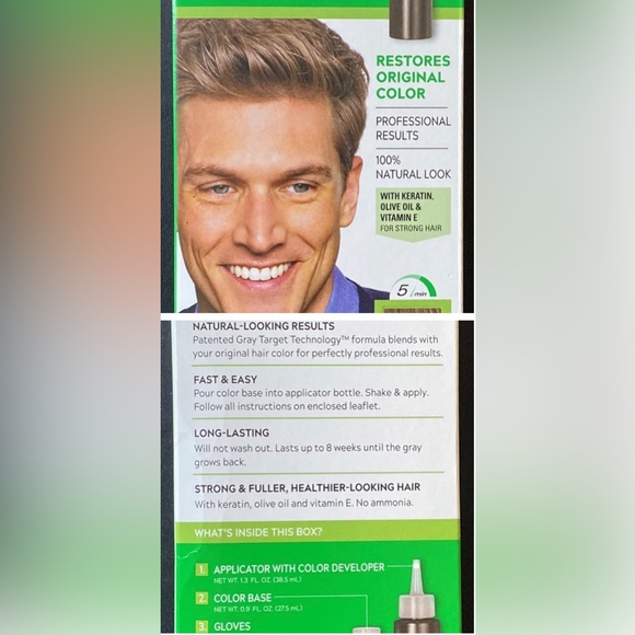 Just For Men Shampoo-in Color Men's Hair Dye Light-Medium Brown H-30 - Picture 2 of 3